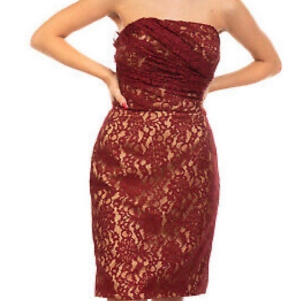 Cocktail Dress Size 40 Two Tone Pleated Bandeau